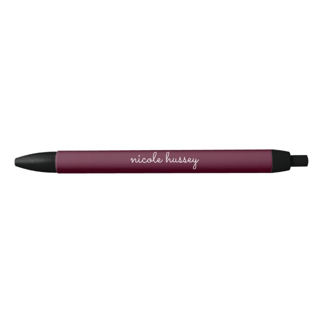 Burgundy Script  | Stylish Monogram Modern Pen (Front)