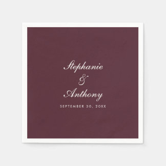 Burgundy Script Tuscan Villa Wedding Napkins