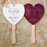 Burgundy Script Wedding Program Heart  Hand Fan<br><div class="desc">Featuring chic modern typography,  this stylish wedding program can be personalized with your special wedding day information. You can customize the background color to match your wedding theme. Designed by Thisisnotme©</div>
