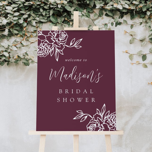 Burgundy | Secret Garden Bridal Shower Welcome Foam Board (Creator Uploaded)