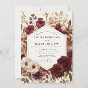 Burgundy Sepia Bloom Wedding Invitation