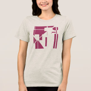 Burgundy Shapes Geometric Abstract Art MCM Look Tri-Blend Shirt