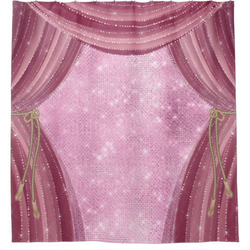 Burgundy Sheer Pink Glitter Glam Shower Curtain