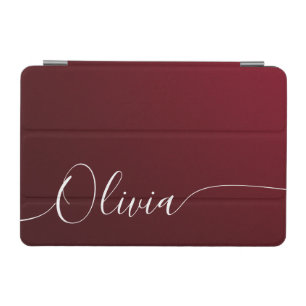 Burgundy Shimmer Elegant Calligraphy Script Name iPad Mini Cover