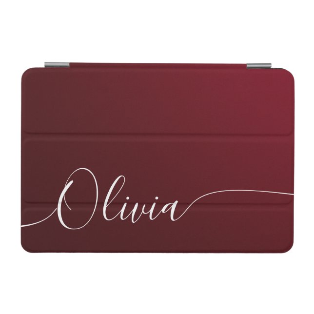 Burgundy Shimmer Elegant Calligraphy Script Name iPad Mini Cover (Horizontal)