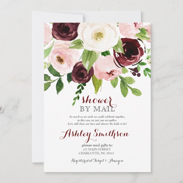 Burgundy Shower by Mail bridal shower Invitation (Front)