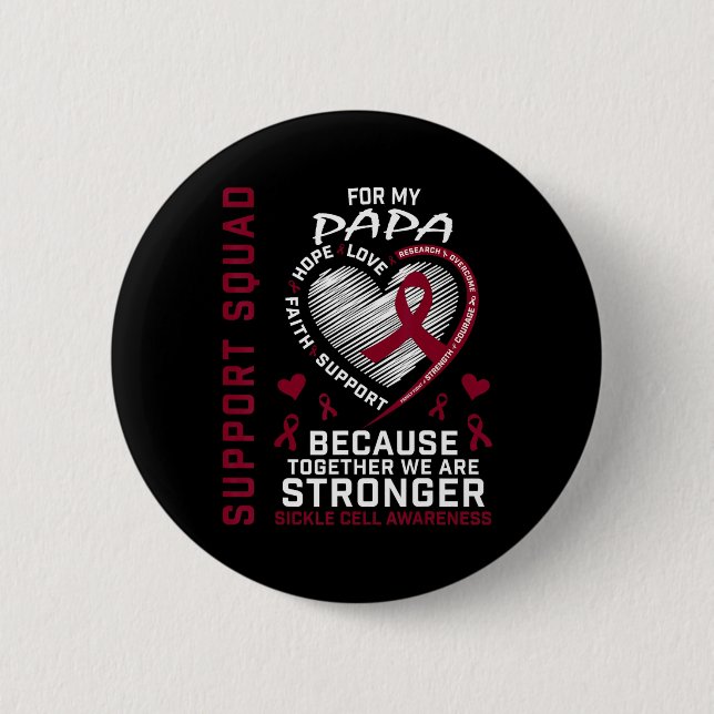 Burgundy Sickle Cell Awareness Items Papa Support  Button (Front)