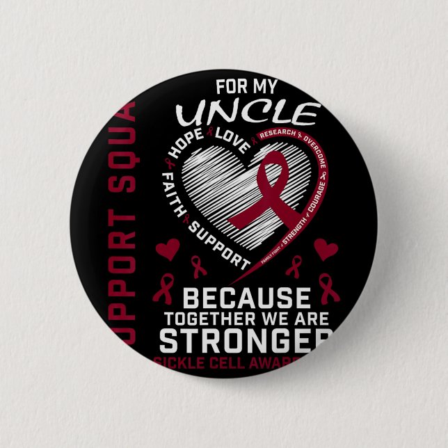 Burgundy Sickle Cell Awareness Items Uncle Support Button (Front)
