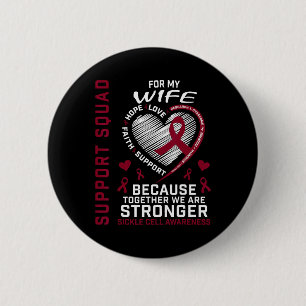Burgundy Sickle Cell Awareness Items Wife Support  Button