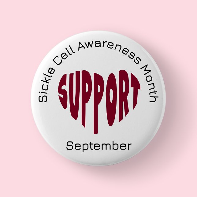 Burgundy Sickle Cell Awareness Month Button (Sickle Cell Awareness Month)