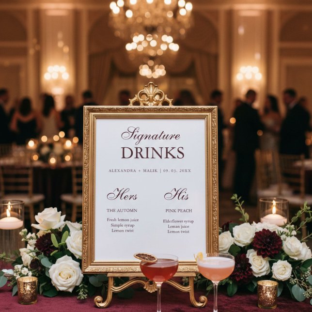 Burgundy Signature Drink wedding sign (Creator Uploaded)