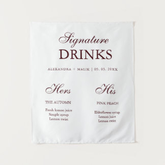 Burgundy Signature Drink wedding sign Tapestry