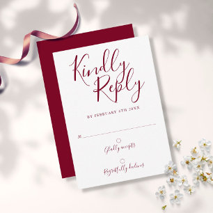 Burgundy Signature Script Modern RSVP Card