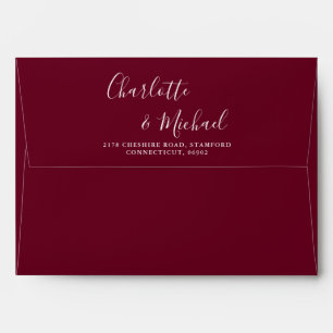 Burgundy Signature Script String Lights Wedding Envelope