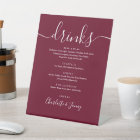 Burgundy Signature Script Wedding Drinks Menu