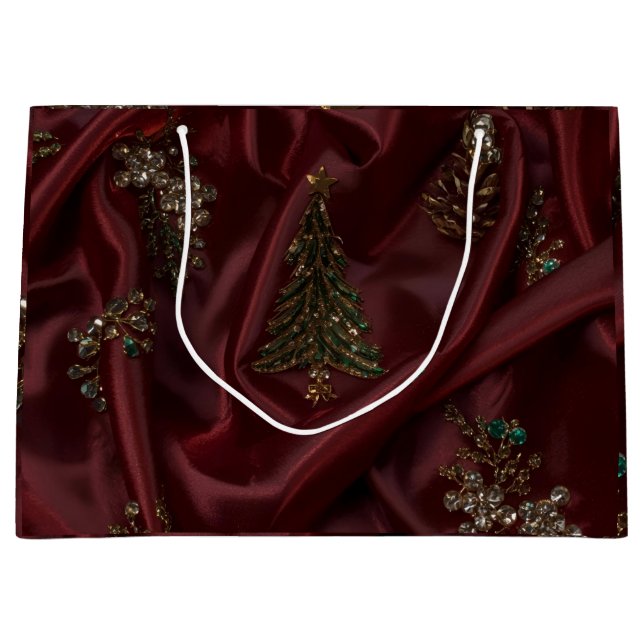 Burgundy Silk-Look Diamond  Large Gift Bag (Front)