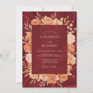 Burgundy Silken Autumn Wedding Invitation