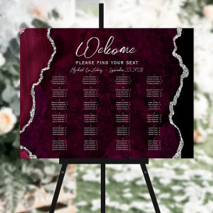 Burgundy Silver Agate Alphabetical Wedding Seating Foam Board