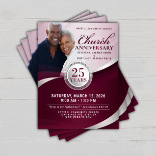 Burgundy & Silver Church Anniversary Flyer