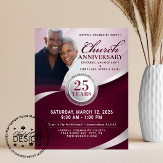 Burgundy & Silver Church Anniversary Flyer