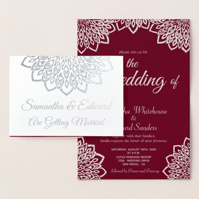 Burgundy Silver Elegant Wedding Invitation (Display)