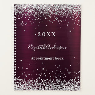 Burgundy silver glitter name 2026 planner