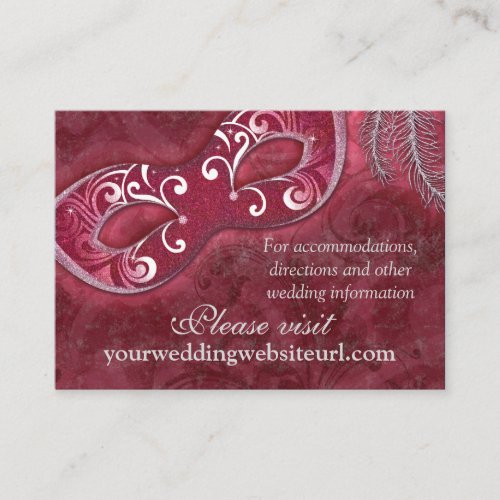 Burgundy Silver Masquerade Ball Wedding Website Enclosure Card