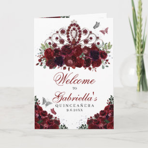 Burgundy & Silver Tiara Quinceanera Program