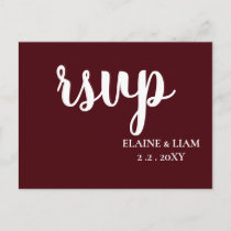 Burgundy Simple Calligraphy Modern RSVP   Invitation Postcard