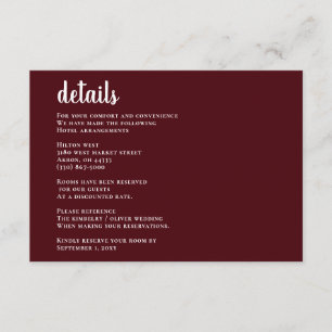 Burgundy Simple Calligraphy Modern Wedding Enclosure Card