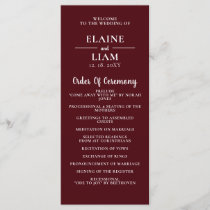 Burgundy Simple Calligraphy Modern Wedding  Program