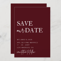 Burgundy Simple Calligraphy Save The Date