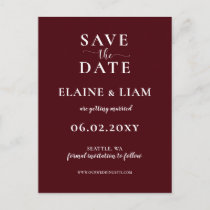 Burgundy Simple Calligraphy Save The Date  Announcement Postcard