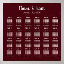 Burgundy Simple Calligraphy Wedding Seating Poster