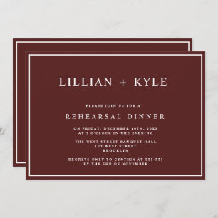 Burgundy Simple Chic Rehearsal Dinner Invitation