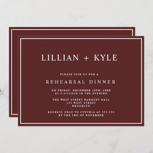 Burgundy Simple Chic Rehearsal Dinner Invitation