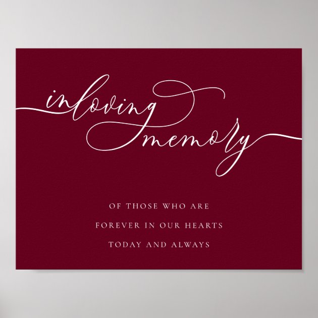 Burgundy Simple Clean in Loving Memory Poster