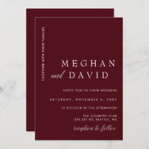 Burgundy Simple Elegant Minimal Modern Wedding  Invitation