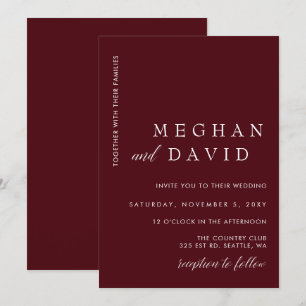 Burgundy Simple Elegant Minimal Modern Wedding Invitation