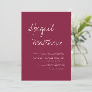 Burgundy Simple Minimalist Modern Wedding Invitation