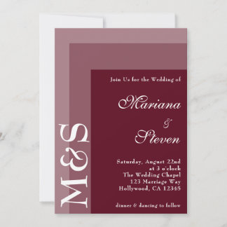 Burgundy Simple Modern Chic Script Wedding Invitat Invitation