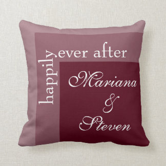Burgundy Simple Modern Chic Script Wedding Throw Pillow