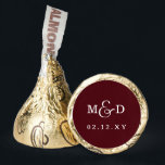 Burgundy Simple Modern Monogram Wedding Hershey®'s Kisses®<br><div class="desc">Burgundy Rustic Boho Modern Monogram Wedding Candy Favors</div>
