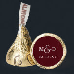 Burgundy Simple Modern Monogram Wedding Hershey®'s Kisses®<br><div class="desc">Burgundy Rustic Boho Modern Monogram Wedding Candy Favors</div>