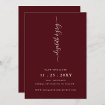 Burgundy Simple Modern Save the Date   Announcement
