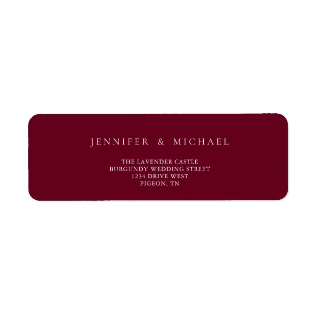 Burgundy Simple New Weds Wedding mowing address Label