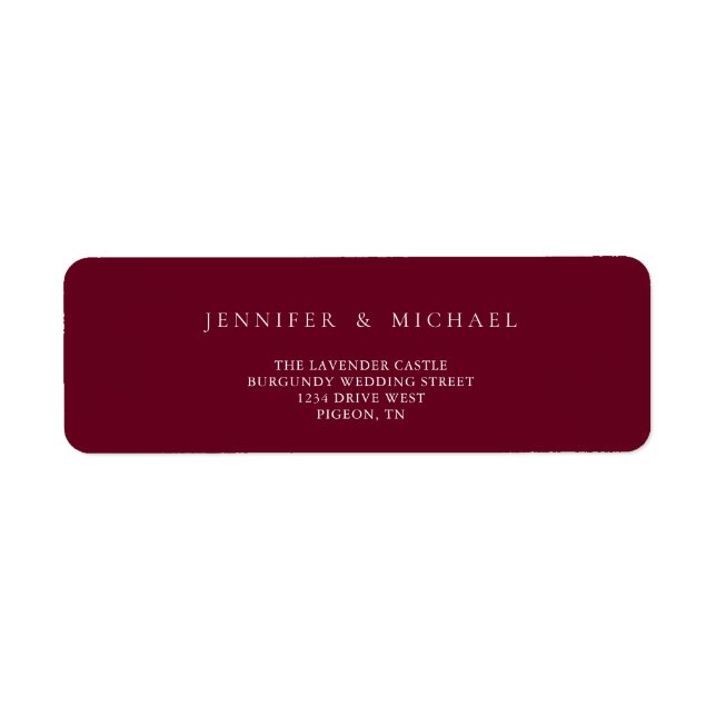 Burgundy Simple New Weds Wedding mowing address Label (Front)