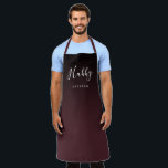 Burgundy simple personalized hubby apron<br><div class="desc">Modern Hubby script and name design in black,  burgundy  and white color,  simple and unique. Great personalized groom gifts or anniversary gifts.</div>