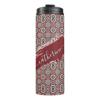 Burgundy Sindhi Ajrak Tribal Pattern  Thermal Tumbler
