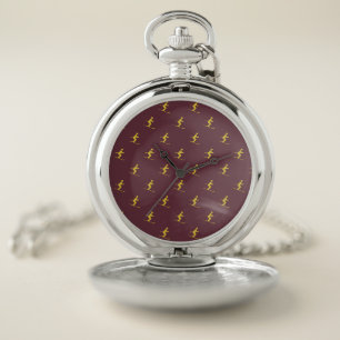 Burgundy Skier Pocket Watch